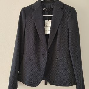 Zara navy polka dot blazer
